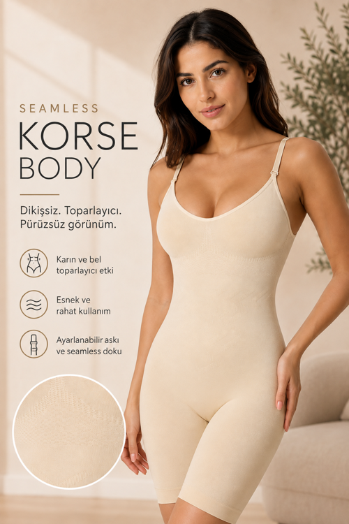 Tam Boy Korse İz Yapmayan İnceltici Sıkılaştırıcı Göbek Karın Bel Basen ve Bacak Toparlayıcı