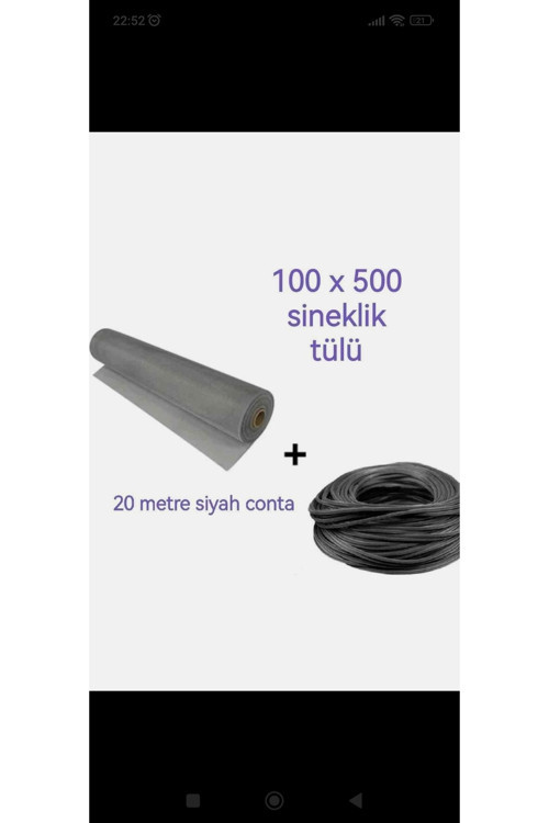 100X500 Fiberclass Sineklik Tülü Ve 20 Metre Sıkıştırma Fitili 5Mm