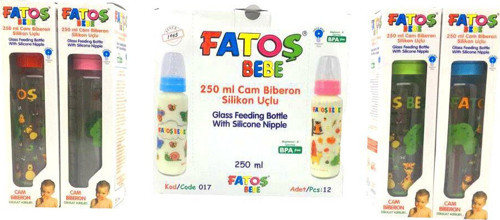-017 Biberon 250ml Cam Desenli - 18'li Paket