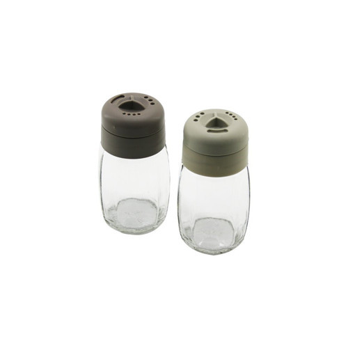 C-00532 Tuzluk ve Baharatlık 100CC Plastik Kapak 3 Sitil Döküm Star Çizgili Cam - 30'li Paket