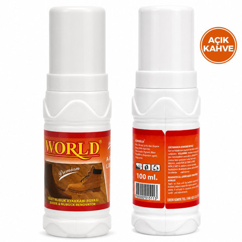 World Süet Nubuk Likit Açık Kahve Ayakkabı Boyası 100ml - 12'li Paket
