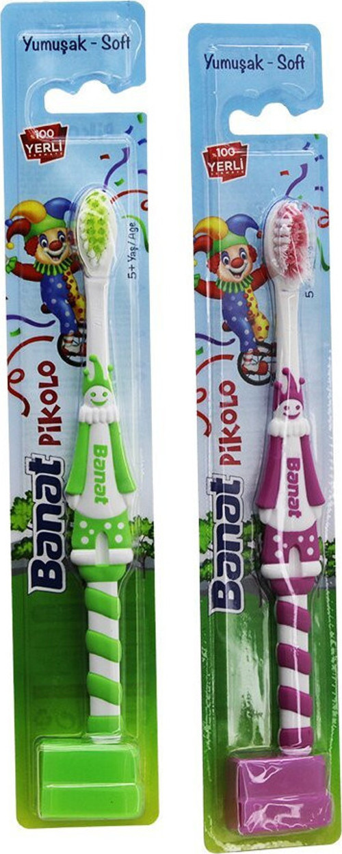 -511704 Pikolo Diş Fırçası Soft Çocuk Yumuşak Palyaço Figürlü - 12'li Paket