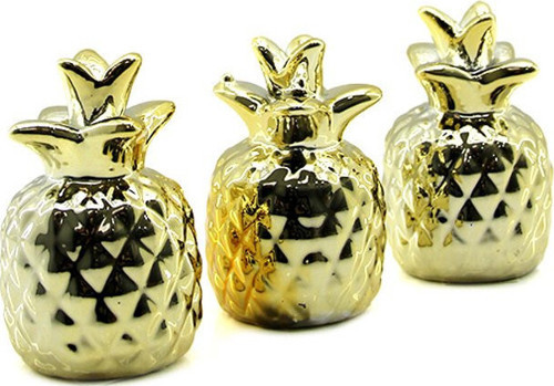 İ12-137 Biblo ve Dekoratif Süs Eşyası Özel Gold Ananas Seramik - 6'li Paket