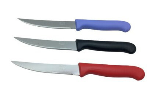 KNIVES-2280 Sebze ve Ekmek Bıçak Tekli Büyük Tırtırlı Renkli Plsatik Saplı - 12'li Paket