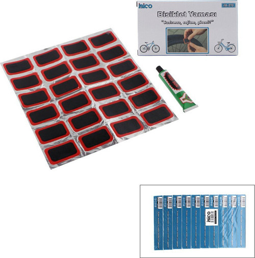 İ18-070 Bisiklet Teker Yaması 24 Adet Soğuk Yama Yapıştırıcı Tüp - 10'li Paket
