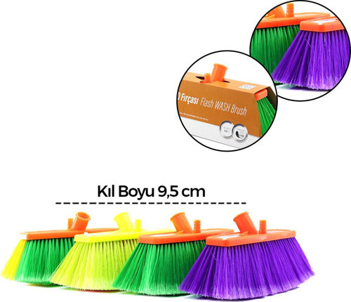 Günsan Oto Yıkama Fırçası 9.5cm Kıl Boyu 013 007 Flash Islak Zemin Yumuşak Doku Karton Sargı Cam - 12'li Paket