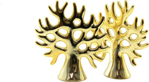 İ12-139 Biblo ve Dekoratif Süs Eşyası Ağaç Orta Gold Seramik - 12'li Paket