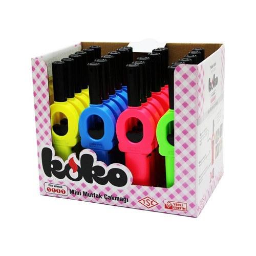 KOKO-1111 Renkli Plastik Ocak Mutfak Çakmak - 24'li Paket