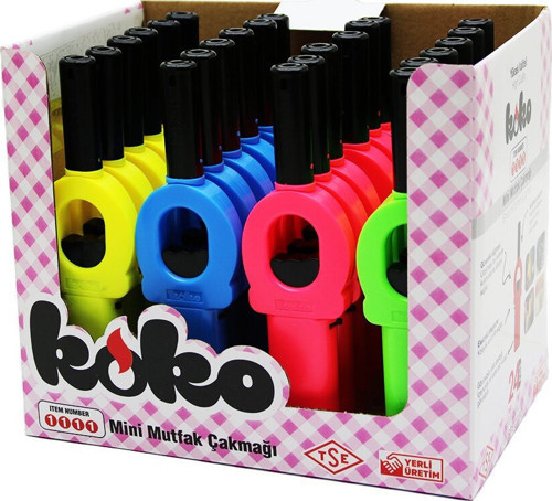 KOKO-1111 Renkli Plastik Ocak Mutfak Çakmak - 24'li Paket