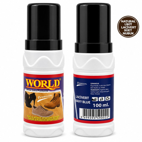 World Ayakkabı Boyası 100ml Likit Lacivert Süet Nubuk - 12'li Paket
