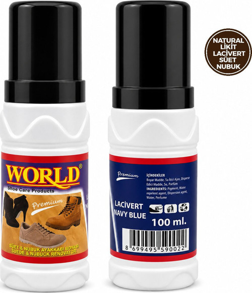 World Ayakkabı Boyası 100ml Likit Lacivert Süet Nubuk - 12'li Paket