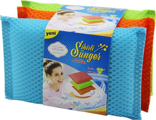 Onton MGC-09 Sihirli Bulaşık Süngeri 3 Adet Güçlü Petek Doku - 16'li Paket
