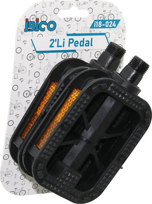 İ18-024 Bisiklet Pedalı Küçük 8.7x6.5cm 2 Adet Yan Reflektörlü Tüm Bisikletlere Uyumlu - 10'li Paket