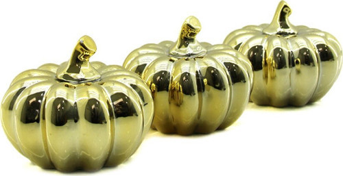 İ12-186 (Bal Kabak ve Özel Biblo ve Dekoratif Süs Eşyası Gold Seramik - 4'li Paket
