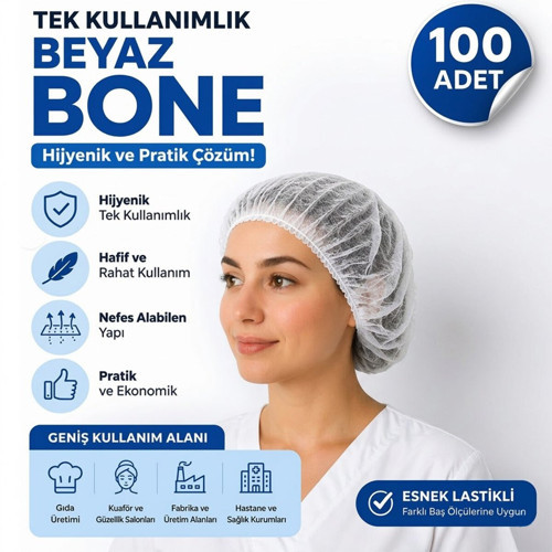 -2094 Cerrahi ve Hijyen ve Aşcı Kafa Bonesi 100 Adet Paket - 25'li Paket