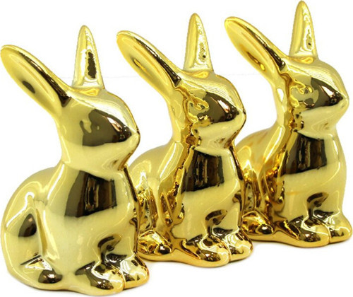İ12-190 Biblo ve Dekoratif Süs Eşyası Orta Gold Tavşan Seramik - 12'li Paket