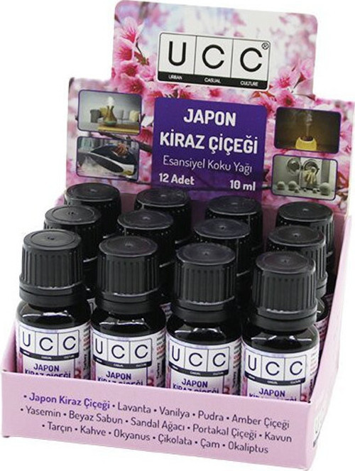 Ucc Esansiyel Koku Yağı 10ml Japon Çiçek Buhardanlık Çamaşır Makine Ütü Vb. Kullanım - 12'li Paket