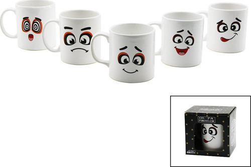 Seramik Kupa Bardak Emoji Gülenyüz - 36'li Paket