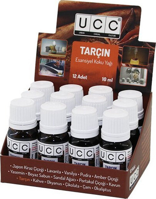 Ucc Esansiyel Koku Yağı 10ml Tarçın Buhardanlık Çamaşır Makine Ütü Vb. Kullanım - 12'li Paket