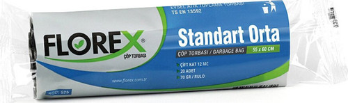 FLOREX-525 Çöpsar 55x60cm.ÇÖP Torbası 20 Adet Orta Boy - 50'li Paket