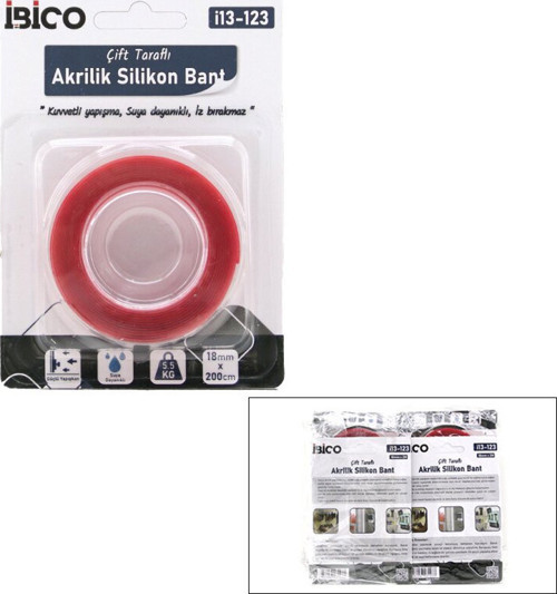 İ13-123 Vhb Akrilik Silikonize Bant 18MMX2mt Bandı Çift Taraflı Bant - 12'li Paket