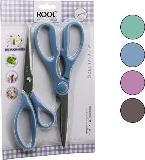 MKS-7 Makas Seti 2'li Set Terzi Mutfak Çok Amaçlı Renkli Plastik Saplı - 12'li Paket