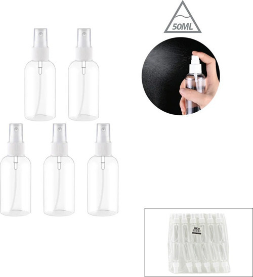 İ17-029 Sprey Şişe 50 ml Şeffaf Plastik Boş - 12'li Paket