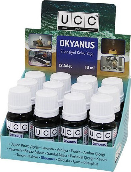 Ucc Esansiyel Koku Yağı 10ml Okyanus Buhardanlık Çamaşır Makine Ütü Vb. Kullanım - 12'li Paket