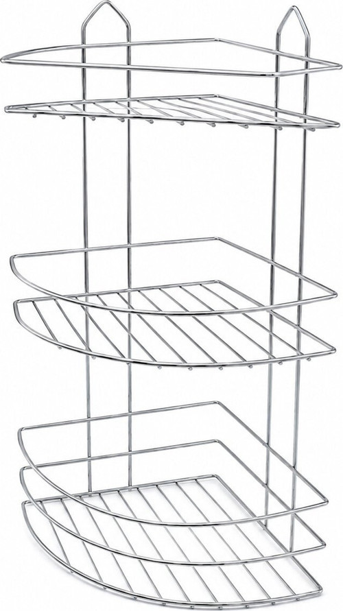 EKO-3 Banyo Köşelik ve Duşkabin Raf 3 Katlı Krom Üçgen Metal - 12'li Paket