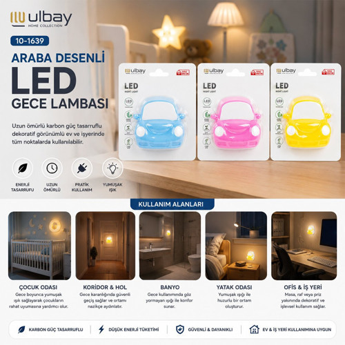 GC-10 Ulbay Gece Lambası 0.1W Araba - 10'li Paket