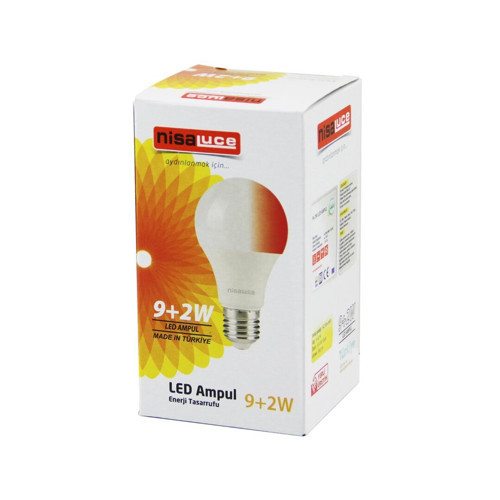 EAMP-074/BK LED Ampul 9+2W E27 Beyaz-Kırmızı - 10'li Paket