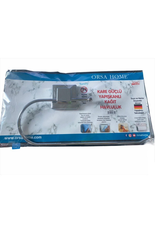 ORSA-604 Kağıt Havluluk Askı Metal Oval Açık Yapışkanlı Kare Askılı - 12'li Paket