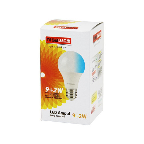 EAMP-074/BM LED Ampul 9+2W E27 Beyaz-Mavi - 10'li Paket