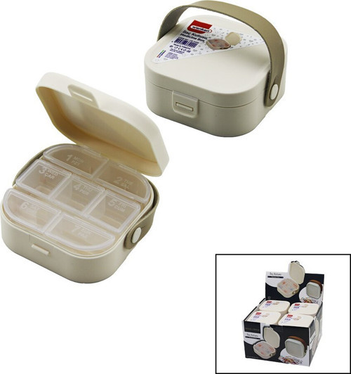 UR-3499 İlaç Kutusu Y:3.7cm Pls.Kutu Çantalı 9x9cm 7 Günlük 2+2+3 Şeffaf Plastik - 12'li Paket