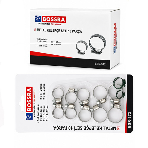 BSR-372 Metal Hortum Kelepçesi Set 10 Adet - 12'li Paket