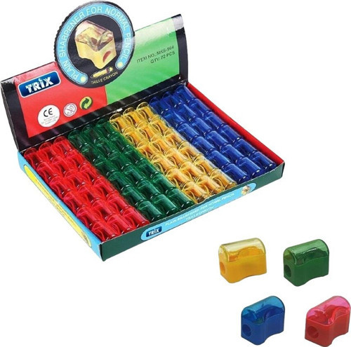 Trix MKS-964 CTK-40 Sandıklı Kalemtıraş Renkli Tekli - 72'li Paket