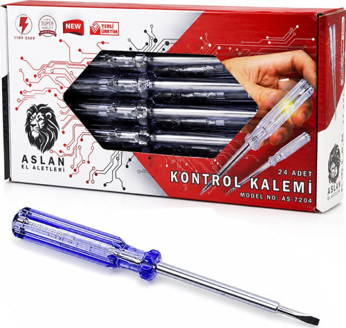 Gold Aslan AS-7204 Kontrol Kalemi Klemens Çelik Uçlu Düz - 24'li Paket