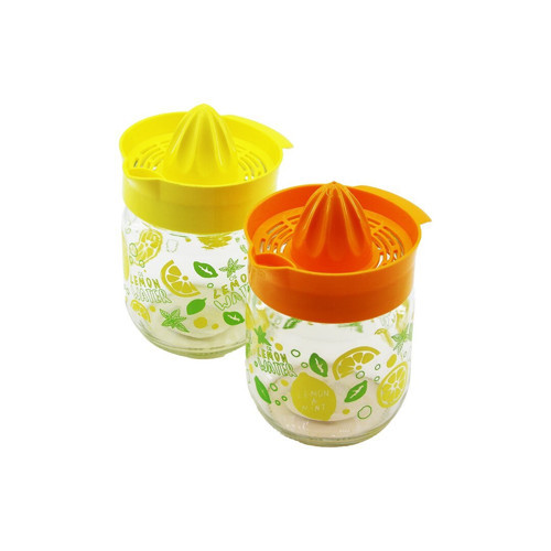 C-00170 Fresıa Limon Sıkacak 425CC Kulp Desenli Cam Hazneli Renkli Plastik Sıkacak - 12'li Paket