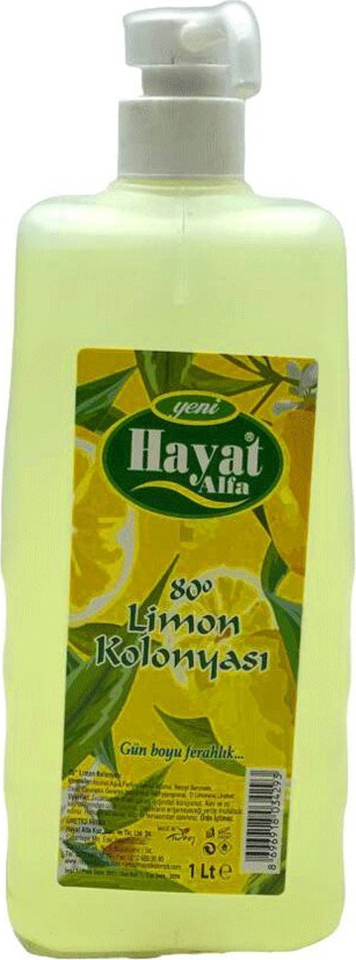 Hayat Kolonya 1lt Limon Pompalı Sprey - 12'li Paket