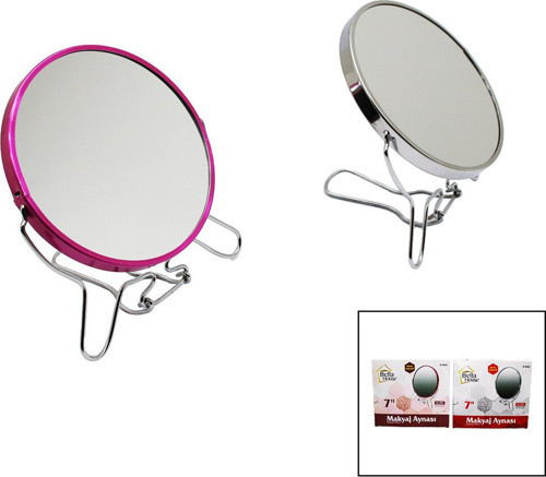 K-4542 K-0940 Metal Çerçeve ve Ayaklı Makyaj Aynası 7" Yuvarlak Büyüteçli Çift Yönlü - 12'li Paket