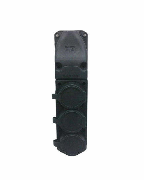 KP-1163 Topraklı 250V 3'lu 16A Kauçuk Kaucuk Klemens Kapaklı - 8'li Paket