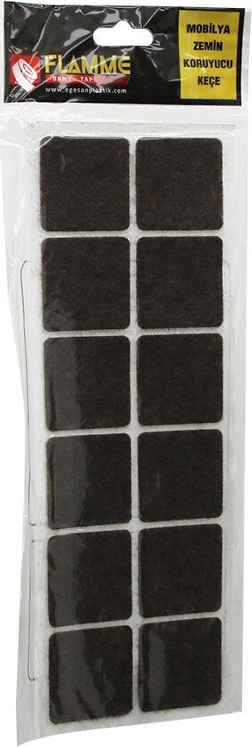 FLAMME-0022 Mobilya Keçesi 38MMX38mm 12 Adet Kare Zemin Koruyucu Yapışkanlı Montaj - 25'li Paket