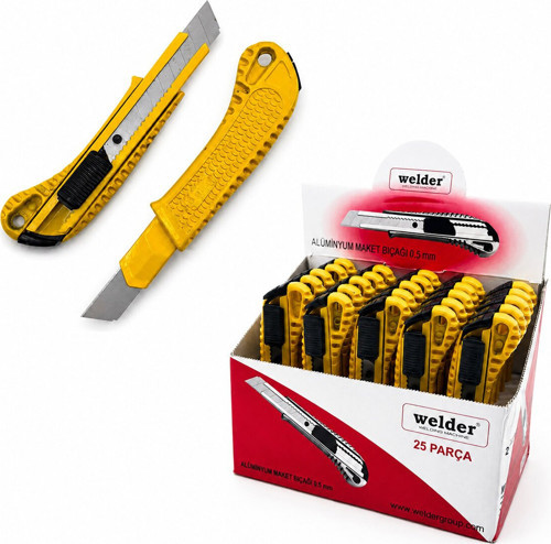 WELDER Falçata Maket Bıçağı Alüminyum Metal Gövde- 25'li Paket