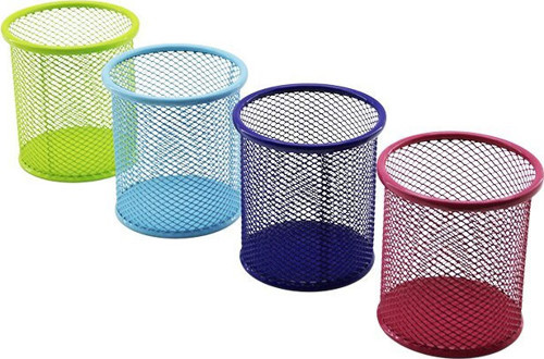 KOD-1492 Kalemlik Masa Üstü Çap 9 X Yükseklik 10cm Renkli Metal - 12'li Paket