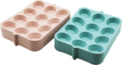 İbico NO-1218 Muffin Kek Kalıp 12 Gözlü Silikon Yuvarlak - 10'li Paket