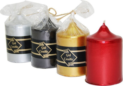 Gül Candle Takoz Mum 5x7 Küçük Yaldızlı - 40'li Paket