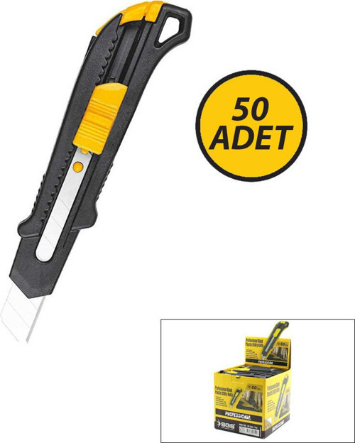 SGS-1795 Falçata Maket Bıçak 50 Adet Siyah Plastik Gövde - 50'li Paket