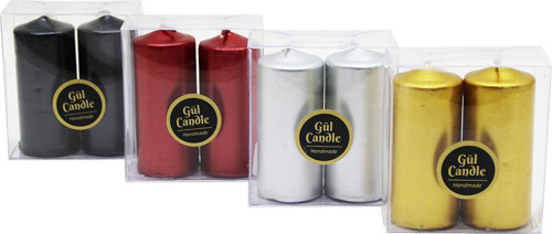 Gül Candle GL-215 Takoz Mum 2 Adet Yaldızlı - 72'li Paket
