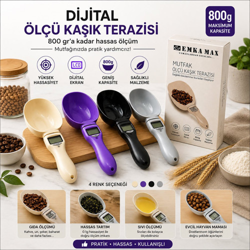5634-120 Mutfak Ölçü Kaşık Terazisi 800gr Tartım Kilit - 12'li Paket
