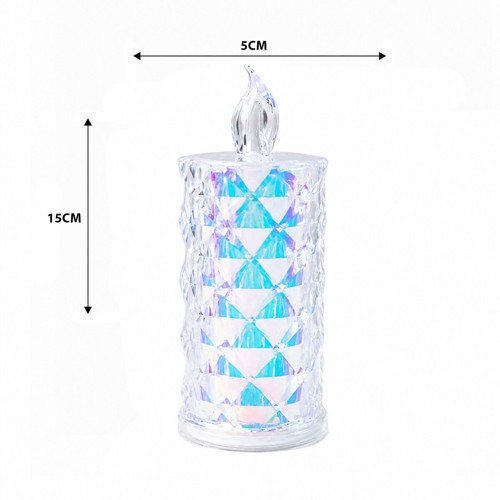 LED Candle Kamp YAKUT-13637 LED Mum Y: 16cm Büyük Boy ÇAP:5cm Pilli Mika Kristal Plastik - 12'li Paket